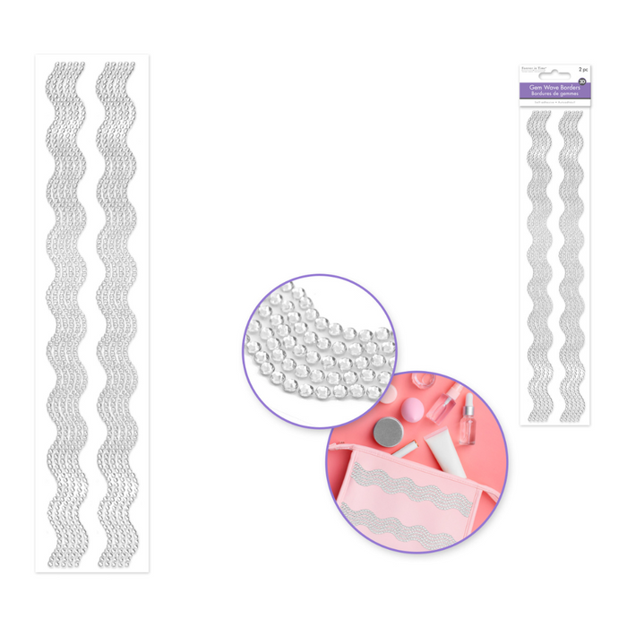 Decorative wavy ribbons with a close-up inset showing texture and a product application illustration.