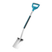 Gardena Teraline Spade with D grip handle, featuring a wide metal blade and ergonomic blue handle, isolated on a white background.