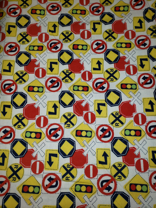 100% COTTON FLANNEL PRINTS - ROAD SIGNS