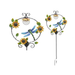 Decorative garden stakes with dragonflies and sunflowers on a white background