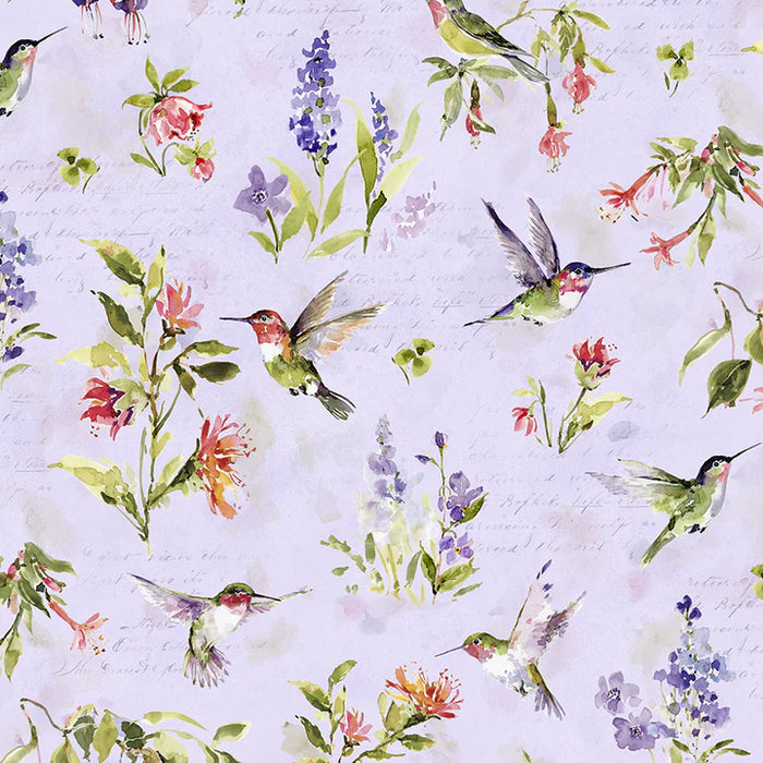 100% COTTON FABRIC - HUMMINGBIRD FLORAL