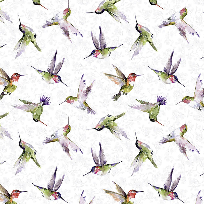 100% COTTON FABRIC - HUMMINGBIRD FLORAL