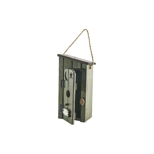 Wooden birdhouse with a rustic design on a white background