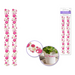 Decorative border stickers with pink and white polka dots on a white background, with an inset showing a plant pot with the stickers applied.