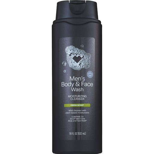 Men's body and face wash bottle on a white background