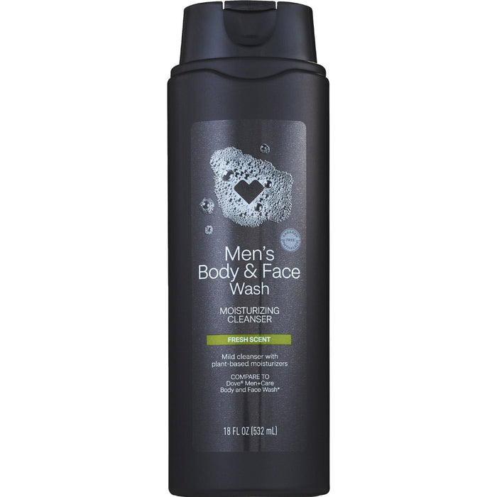 Men's body and face wash bottle on a white background
