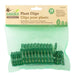 Pack of green plant clips with a beige label on a white background