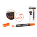 Orange Craft Decor chalk writer pen and its package, with chalkboard detail showing bold orange writing.