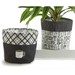 Two fabric planters with different designs on a white background