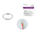 Silver split-key ring with colorful bead keychain and packaging on a white background