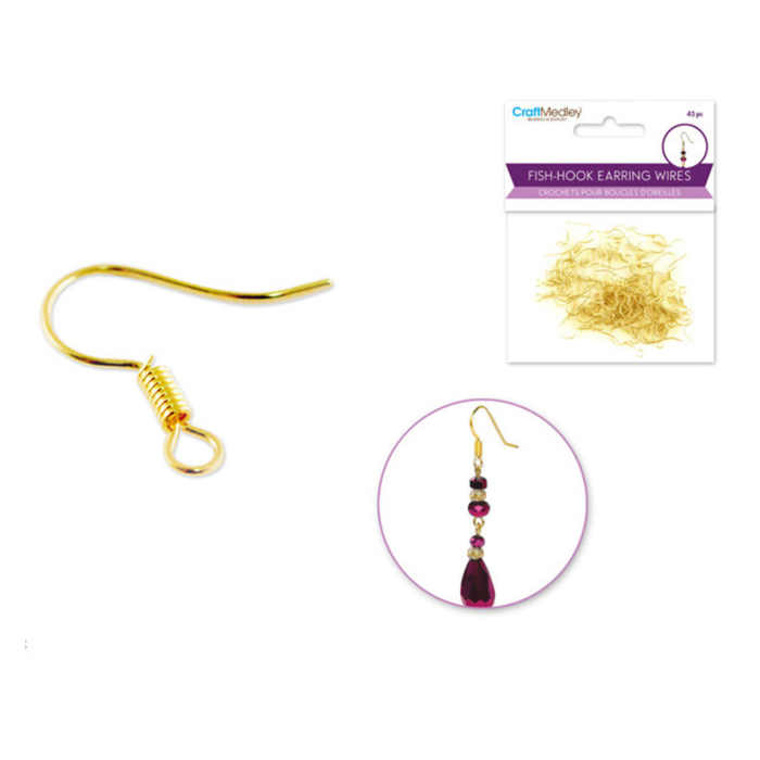3/4 IN FISH-HOOK EARRING WIRES-GOLD