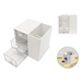 White storage cube with clear lid and drawers on a white background