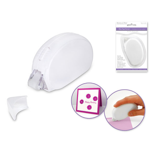 White card making tool with packaging and examples of use on a white background