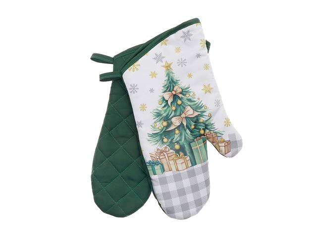 14" CHRISTMAS OVEN MITT PAIR TREES