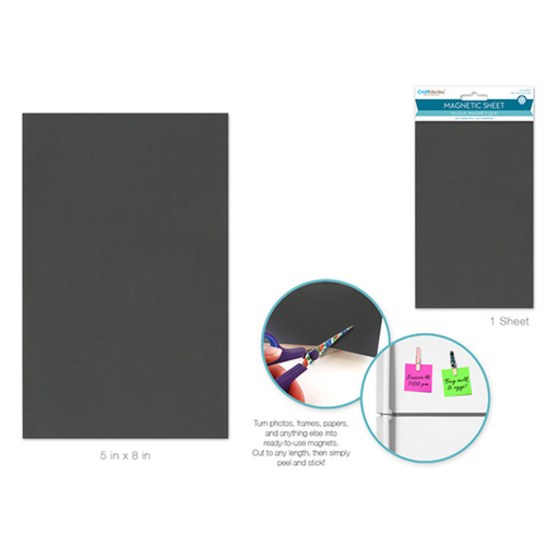 Black magnetic sheet with packaging and usage examples on a white background