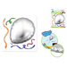 Silver balloon wall decal with orange, green, and blue curled streamers. Includes packaging and close-up showing product in use on wall decor.