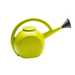 Yellow watering can with a black nozzle on a white background