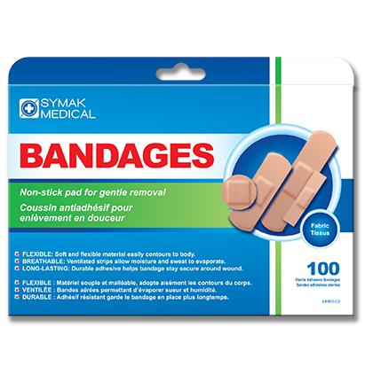 BANDAGES, FABRIC, ASSORTED SIZES - 100 PCS