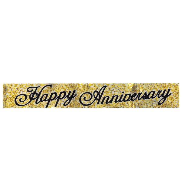 HAPPY ANNIVERSARY 12 FT FOIL BANNER