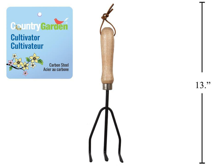CARBON STEEL CULTIVATOR W/WOOD HANDLE