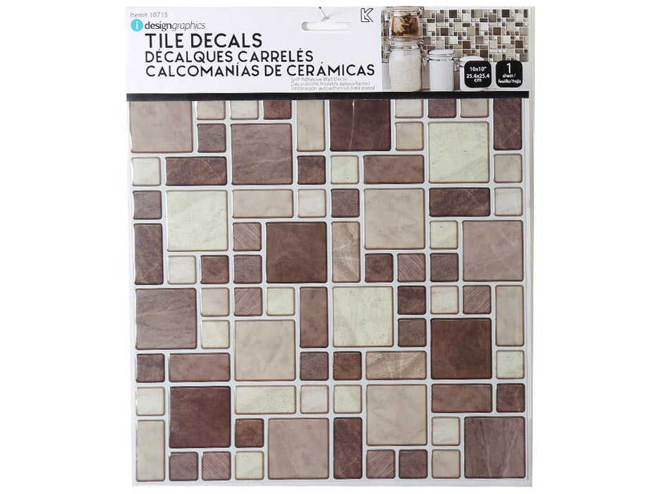 MULTI SQUARE BROWN TILE - 10"X10"