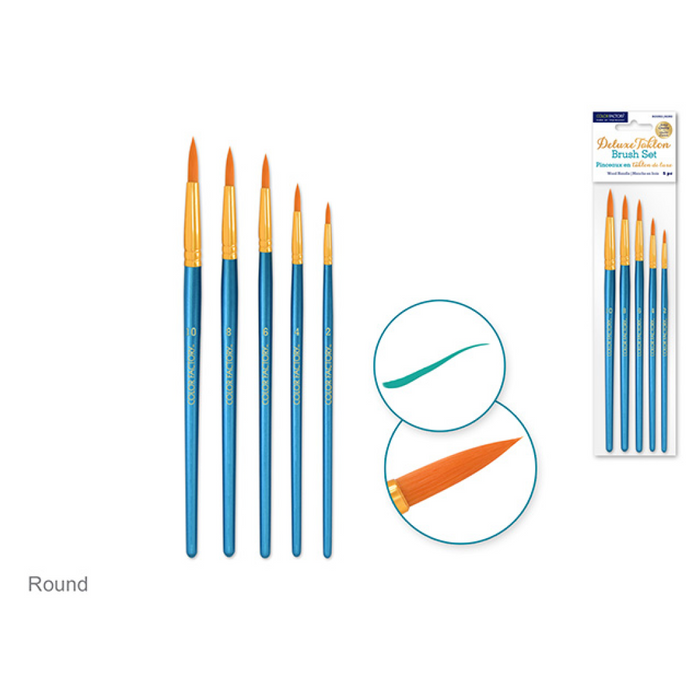 DELUXE TAKLON BRUSH SET – 5 STYLE OPTIONS (ROUND, FLAT, FILBERT, LINER, ANGULAR)