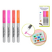 Four acrylic brush markers in warm blush tones with packaging, brush tip demo, and painted artwork of stylized cats.