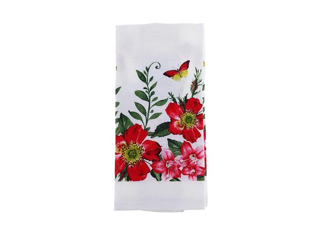 HAND TOWEL FIERY RED FLORAL