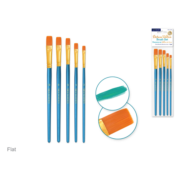 DELUXE TAKLON BRUSH SET – 5 STYLE OPTIONS (ROUND, FLAT, FILBERT, LINER, ANGULAR)