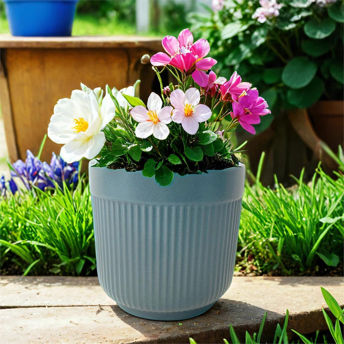 TEXTURED CERAMIC PLANTER DARK