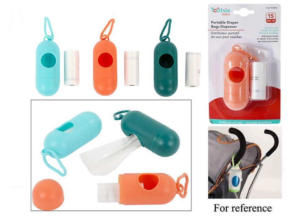 TOOTSIE BABY - PORTABLE DIAPER BAGS DISPENSER W/15 BAGS
