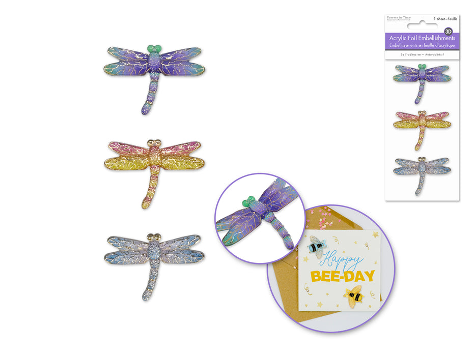 3D ACRYLIC FOIL EMBELLISHMENTS PEEL N STICK