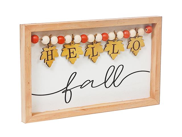 FRAMED HELLO FALL BEAD SIGN