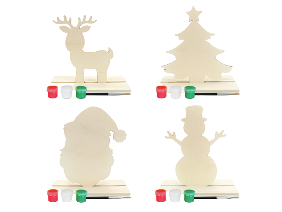 7INx6IN DIY WOOD STAND-UPS WITH PAINTS POTS AND BRUSH - 4 STYLES AVAILABLE - PER STYLE