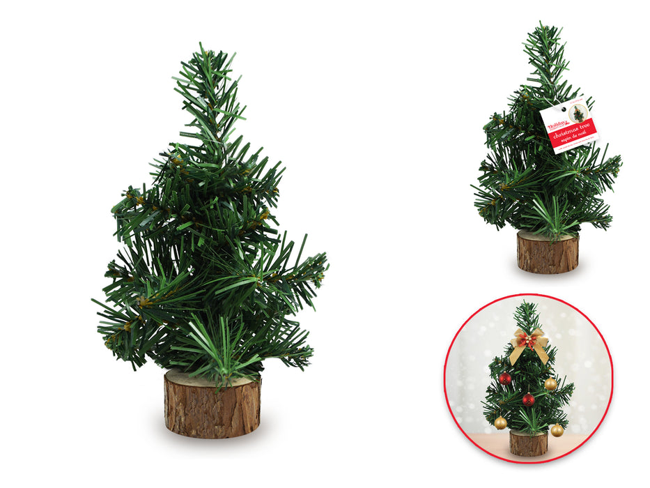 7.7" PINE CHRISTMAS TREE WITH WOOD STUMP
