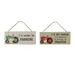 Two wooden signs with farm-themed designs and text on a white background.