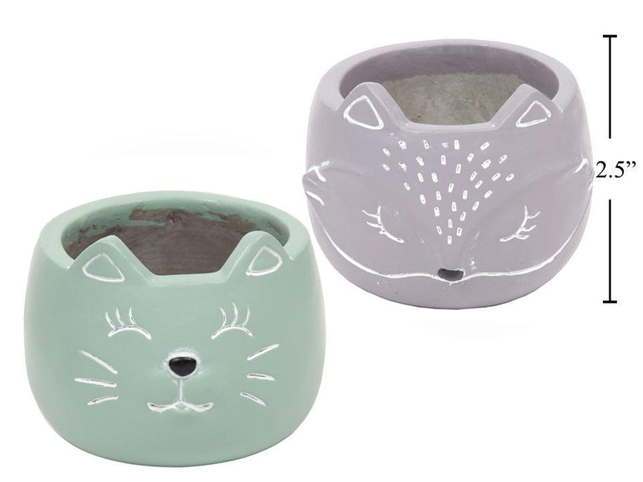 ANIMAL CONCRETE PLANTER CAT & FOX