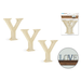 Set of beige wooden letters 'Y' with packaging and a decorative use example on a white background.