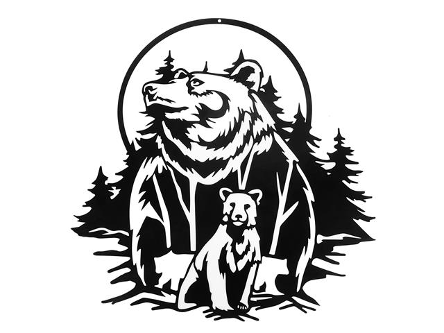 BEAR UNDER MOON METAL WALL DECOR 14.57" X 15.35"