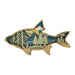 Wooden fish-shaped cutout with nature design on a white background