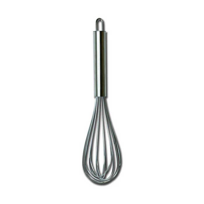 Metal whisk on a white background