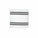 White towel with three gray stripes on a white background