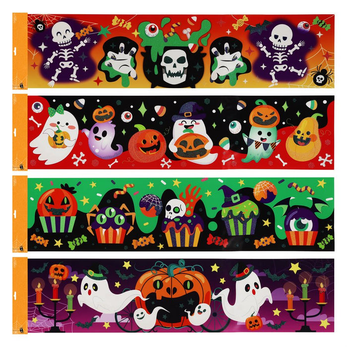 HALLOWEEN STATIC WINDOW CLINGS BANNERS ASST.