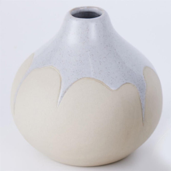 DRIP GLAZE CERAMIC VASE, STONE GREY, 4.4"DX4.3"