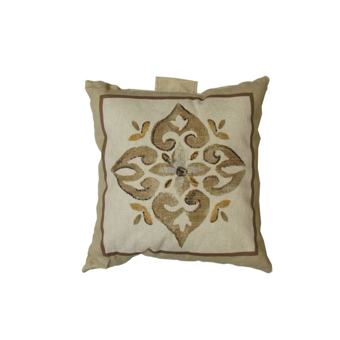Decorative pillow with intricate pattern on a white background