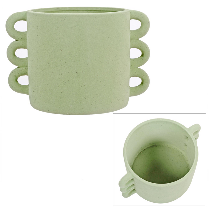 CERAMIC PLANTER W/LOOP EDGES 5.9"D X 5.5"H