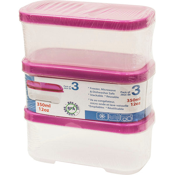 RECTANGULAR STACKABLE CONTAINER PK 3 - 350ML