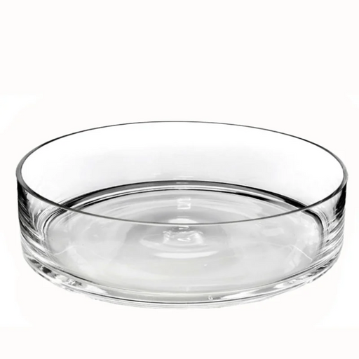 Clear glass bowl on a white background