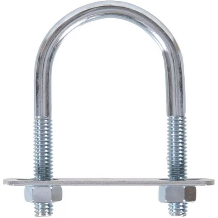 Metal U-bolt with nuts on a white background