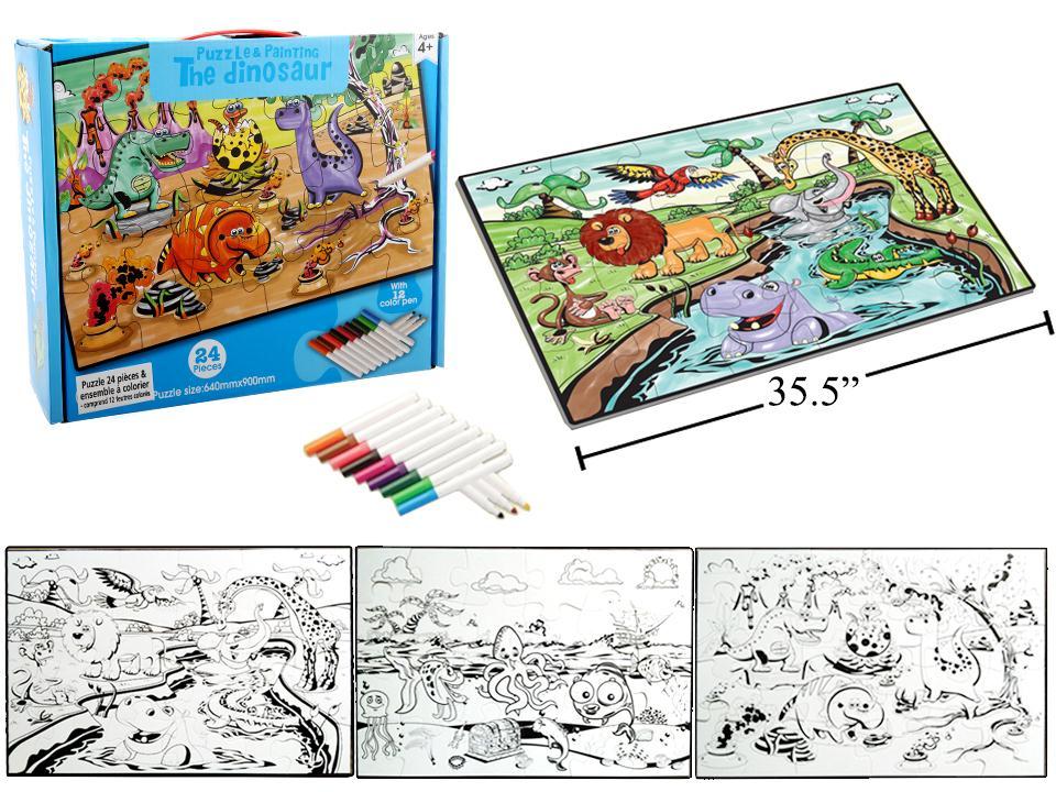 24 PC PUZZLE & PAINTING PLAY SET WITH 12 COLORING MARKERS — North ...